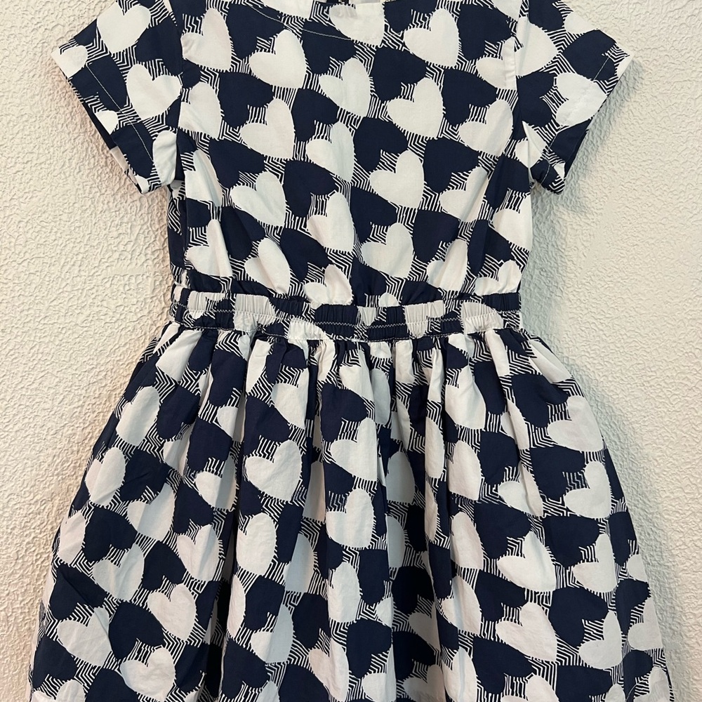 Crewcuts Navy and White Heart Print Dress